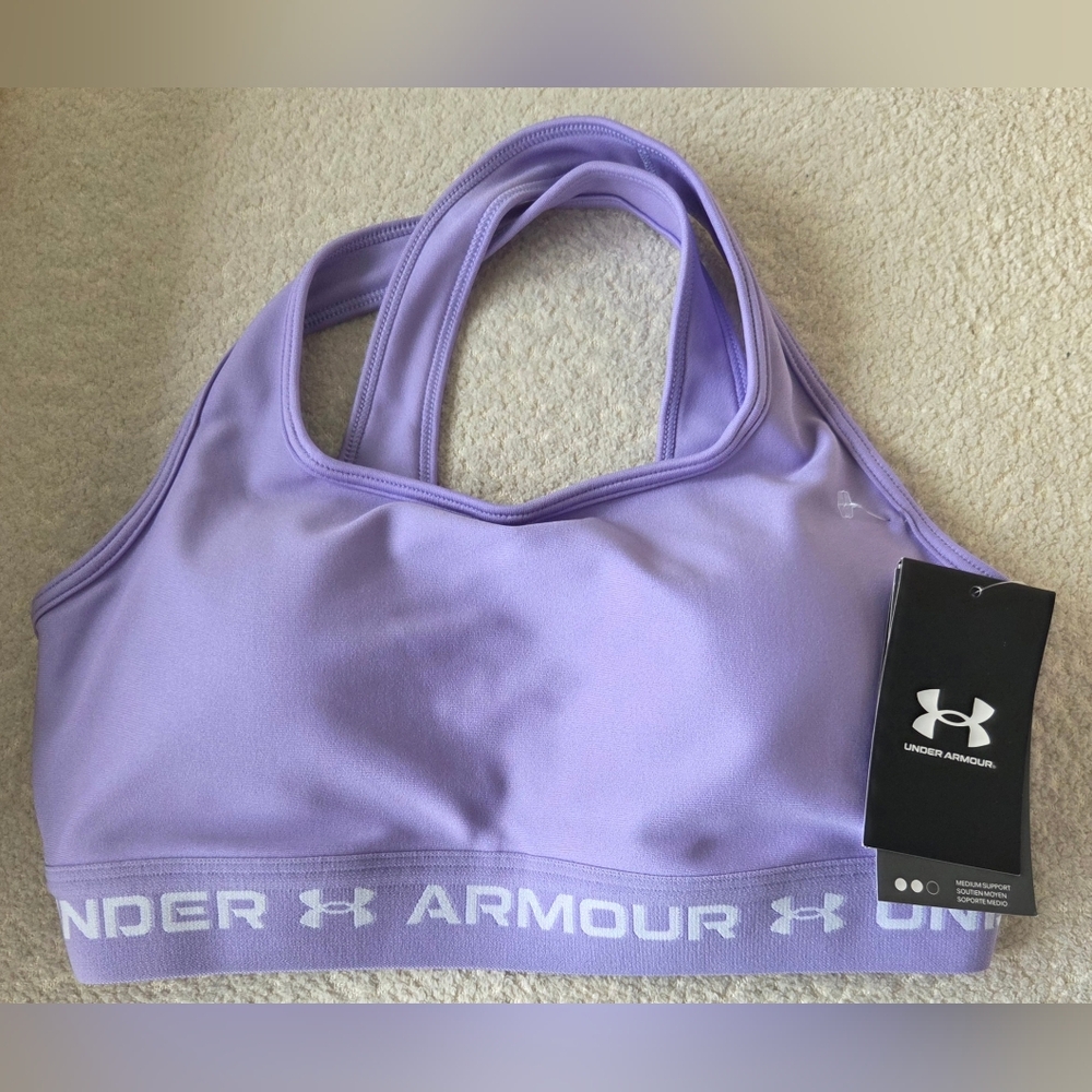 Under Armour Crossback Mid Sports Bra. Lavender Colo